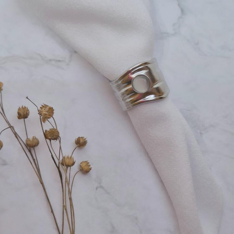 Anillo acero regulable piedra blanca 